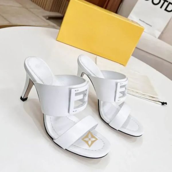 

2023 luxury sandals leather summer high-heeled women's shoes fashion designer beach letter slippers casual all-match style 35-42