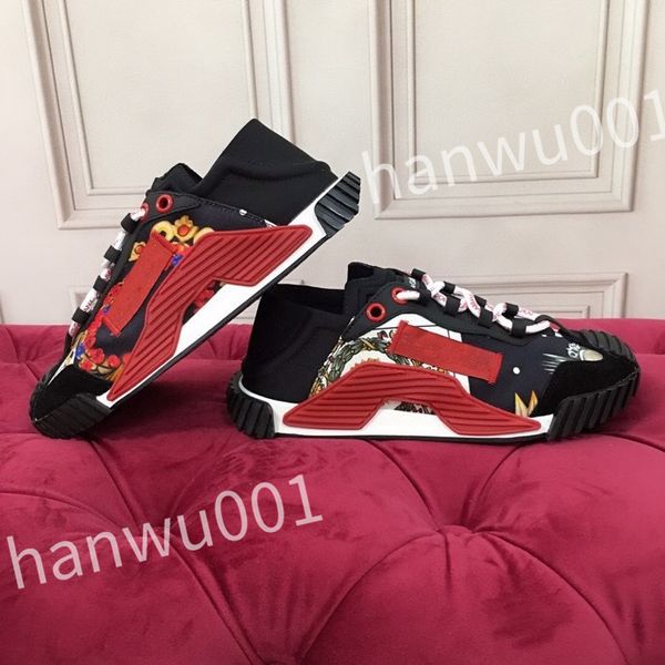 

new luxury designer fashion mens casual shoes striped vintage shoes vintage trainers lace-up platform sneaker, Black