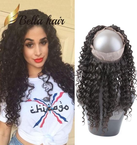 

360 lace frontal closure brazilian peruvian indian malaysian deep curly wave human hair s bellahair natural color virgin5806079, Black
