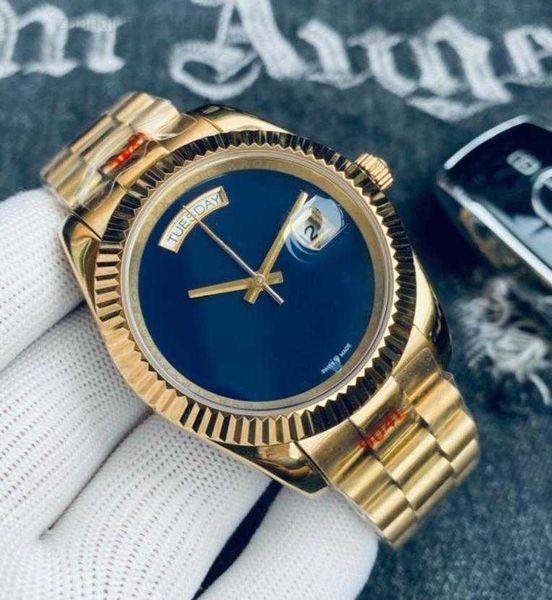 

watch men gold stainless steel automatic mechanical sapphire glass mens watches sports male wristwatches, Slivery;black