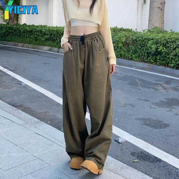 

yiciya women's pants vintage cargo women streetwear baggy y2k casual harajuku korean fashion wide leg trousers 90s aesthetic sweatpants, Black;white