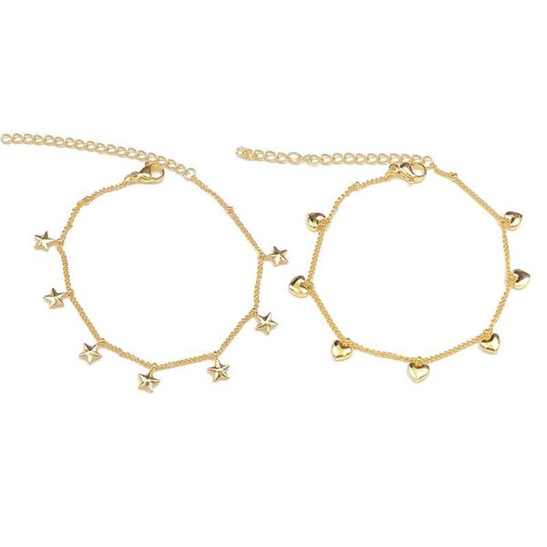 

bangle 5pcs/lot stainless steel 18k gold heart stars pendant bracelets for women beach holiday gift wholesale, Black