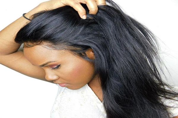

natural color straight 3 bundles with 13x4 lace frontal closure with baby hair brazilian peruvian malaysian human hair weave exten1851113, Black;brown