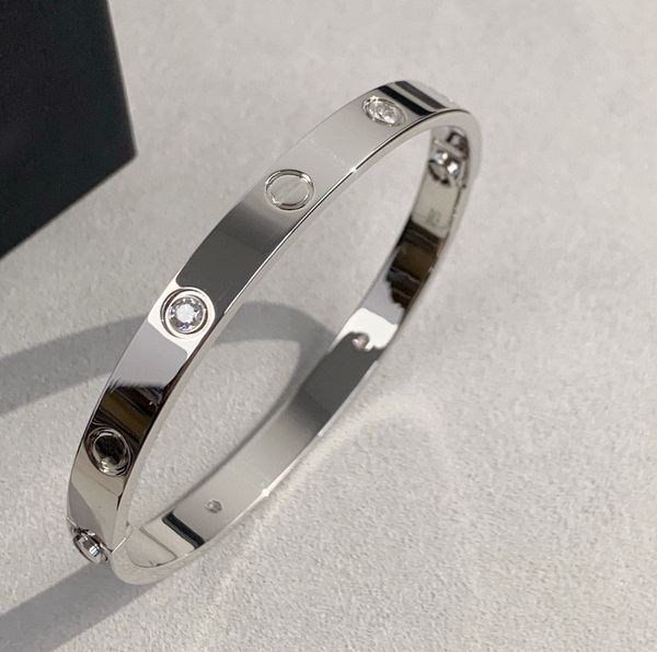 

luxury excellent quality v gold material charm wide punk band bracelet with 4pcs diamond in three colors plated have box stamp ps5144, Black