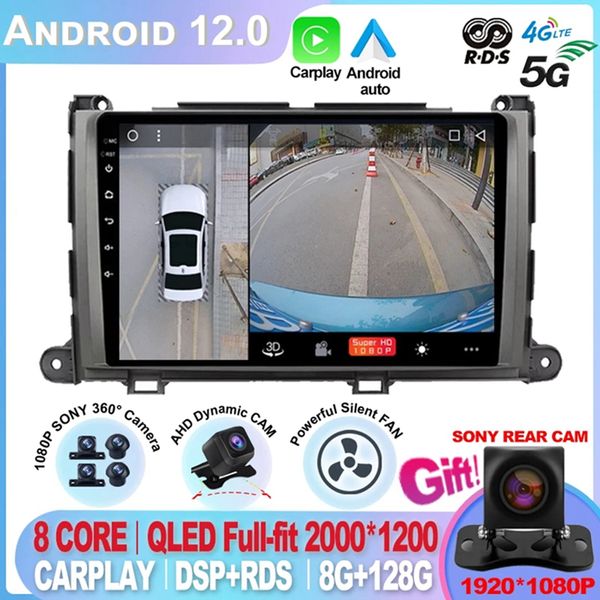 

for toyota sienna 2009-2014 android car gps player stereo radio 2 din 8 core touch ips button-5