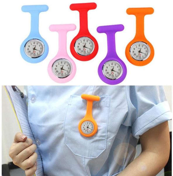 

silicone pocket watch nurse women watch pin hangs watch fob waterproof nurse gift clock for hospital doctors nursing timepiece3967109, Slivery;golden