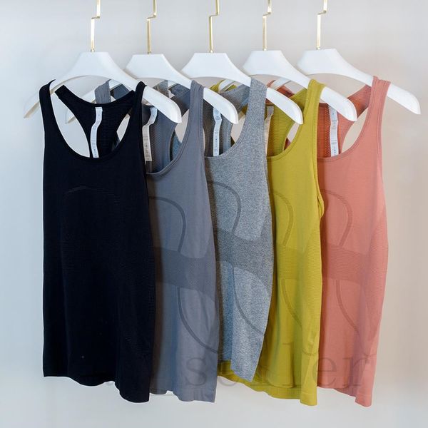 

shaping outfit lu yoga vest solid workout backless shirts sports fitness tank women active wear sleeveless gym t shir swiftly tech ytvg, Black;white