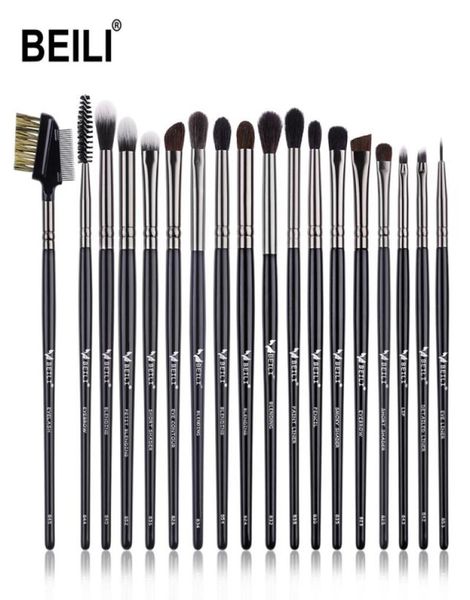 

beili luxury black 10 19pcs eye makeup brushes natural goat hair eyeshadow eyebrow eyeliner brush set brochas maquillaje 2207223267083