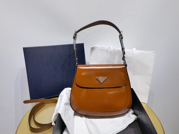

10a quality cleo women shoulder bag 24cm luxury designer handbags simple fashion glossy leather lady underarm bag prad clutch flap satchel i, Black;red