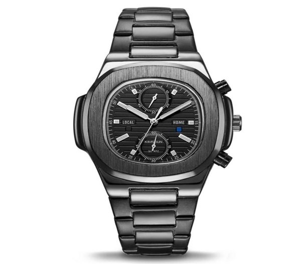 

stainless steel sport watch waterproof chronograph square quartz wrist 2201132400842, Slivery;golden