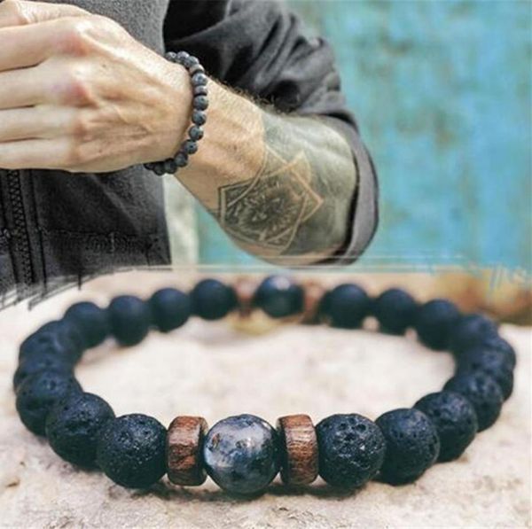 

luxury designer jewelry men bracelets natural moonstone bead tibetan buddha bracelet chakra lava stone diffuser bracelets5569217, Black