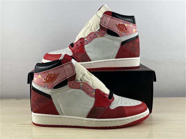 

authentic 1 high og spider-verse university red black white men outdoor shoes with original box dv1748-601