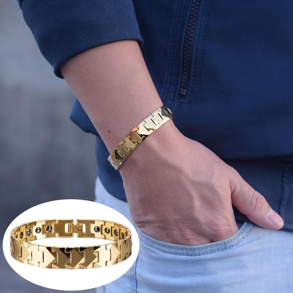 

bangle antiscratch tungsten bracelet for men 12mm arrow wristband magnetic bracelet homme gold chain energy hematite bracelet male, Black