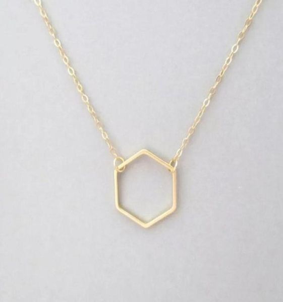 

1 simple hollow line hexagon charm pendant necklace cut out open polygon lucky geometric quadrilateral woman mother men039s fam2889497, Silver