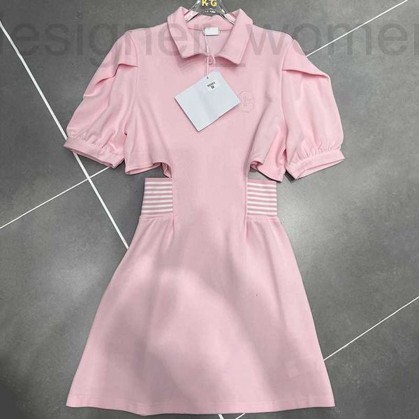 

basic & casual dresses designer pink cotton lapel neck skirts hollow waist women dress trendy letter embroidery skirt clothing 3h40, Black;gray