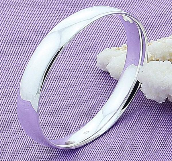 

fashion 925 silver round bracelet bangles trendy simple large bracelet for women jewelry gift l2208122897696, Black