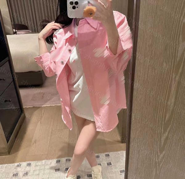 

23ss high neck blouse womens designer clothing women shirt lapel new heavy craft towel embroidered long sleeve shirt women clothes, White