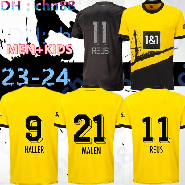 

trikot dortmunds soccer jerseys kids kit 23/24 bvbs football shirt maillot camisetas 2023 2024 home away third white all black special editi, Black;yellow