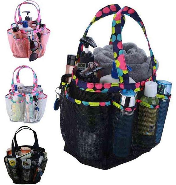 

men039s portable mesh shower caddy quick dry women tote hanging bath toiletry organizer bag 7 storage pockets double handles co7921961