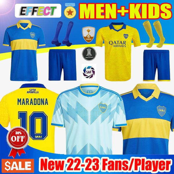 

player fans version boca juniors soccer jerseys 22 23 24 carlitos retro maradona tevez de rossi 2023 home away third thailand football shirt, Black;yellow