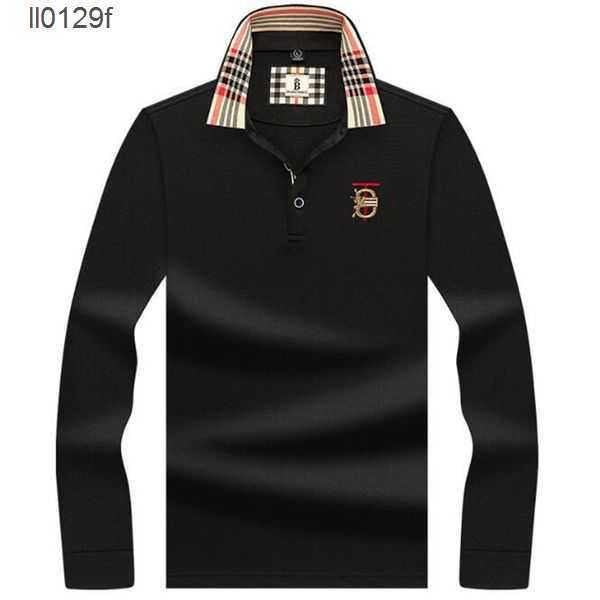 

wholesale 2023 autumn and winter men's polos 100% cotton polo shirt long sleeve tee embroidered fall business casual lapel fashion soft, White;black