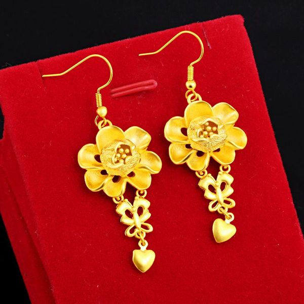 

knot 22k yellow gold flower earring for women romantic heart jewelry, Silver