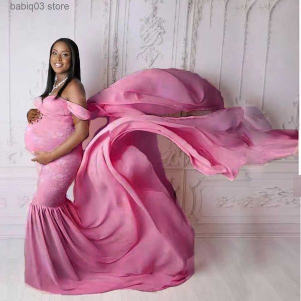 

maternity dresses off-the-shoulder maternity dress p long skirt pregnant woman christmas dress pgraphy props t230523, White