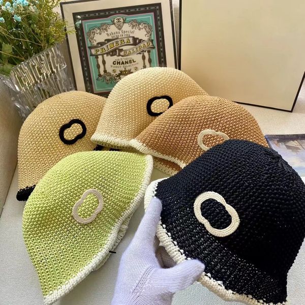 

designer luxury hat cap knitted hat cashmere letters casual outdoor hats hollow out contrasting bucket cap shows small face, Blue;gray