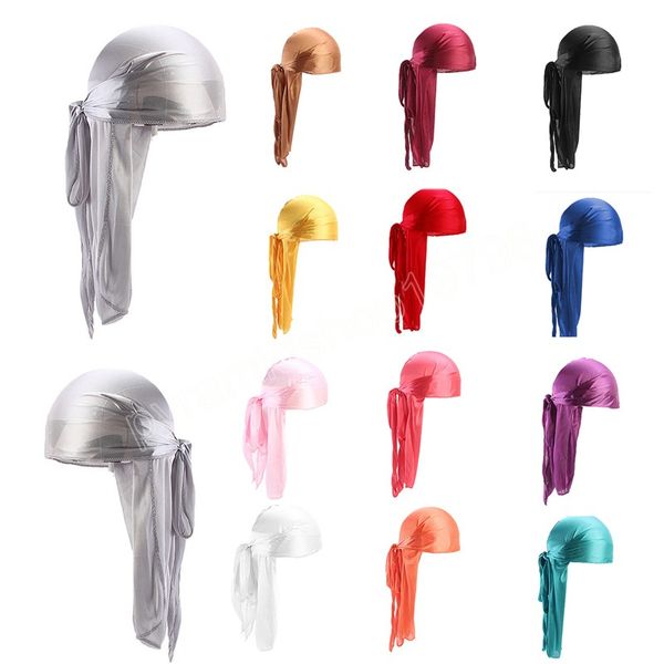

men's silky durags bandanas turban hat satin durag biker headwear headband hair accessories wrap hats skull hat, Yellow