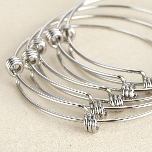 

bangle mylongingcharm 100pcs adjustable stainless steel bangles twisted expandable bangle inner size 65mm 60mm g2260 diy bracelets, Black