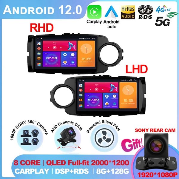 

android 12 car for toyota yaris 2012 - 2017 radio multimedia player android auto navigation gps autoradio carplay ips dsp wifi 5-2