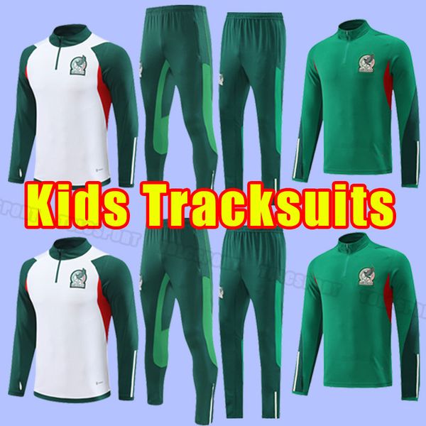 

child kids 2023 mexican soccer tracksuits h.lozano chicharito world 23 24 cup 2024 camisetas de futbol long sleeve pants tracksuit training, Black