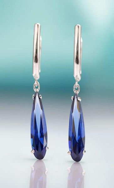 

fashion water drop blue red cubic zirconia earrings silver color gem stone hanging dangle earrings for women party jewelry gifts7528342