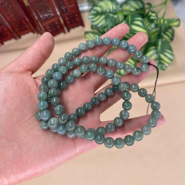 

necklaces natural emerald 68mm beads necklace jade pendant beads sweater chain charm jewellery fashion handcarved man woman luck amulet, Silver
