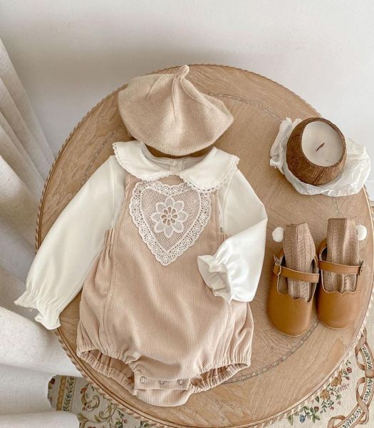 

ins new cute spring fall rompers set infant kids long sleeve white and romper baby climb 100 cotton2865831, Blue