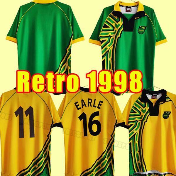 

1998 jamaica retro soccer jerseys reggae boyz gardner sinclair brown simpson cargill whitmore earle powell gayle kits men maillots de footba, Black;yellow