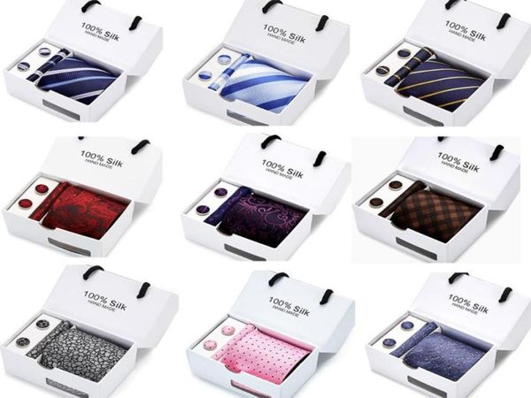

bow ties striped men neck set extra long size 145cm 75cm necktie silk jacquard woven tie suit wedding party uniform giftbow6018068, Black;gray