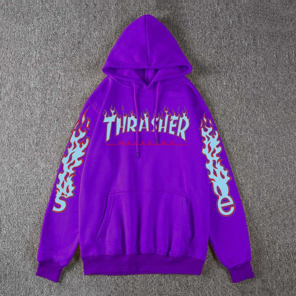 

plush thick men's and women's thrasher flame sweater, Black