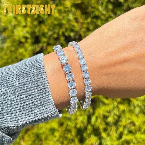

bangle new iced out zircon women men bracelet 8mm cz tennis chain hiphop link fashion punk choker chain bling charms jewelry, Black