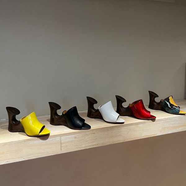 

mule sculpture de char designer sandals luxury women leather high heel sandals fashionable outwear with shaped heels, Black
