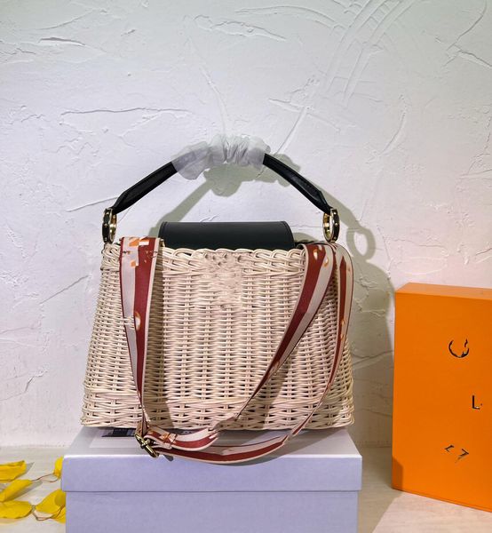 

new women's designer woven bamboo basket handbag large capacity crossbody bag