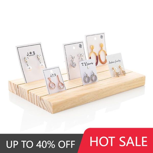 

boxes solid wood multislot jewelry display stand creative ornaments accessories storage tray pendant earrings card pendant display, Black;white