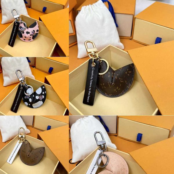 

keychains lanyards with box fortune cookie bag hanging car flower charm jewelry women men gifts fashion pu leather key chain accessories bre, Silver