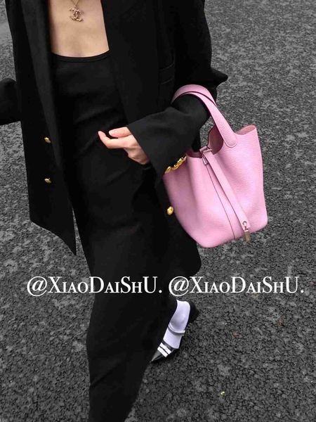 

designer handbag picotin lock cargo new classic high grade sensible vegetable basket litchi pattern bucket handheld skew straddle women&#039