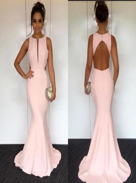 

vneck sleeveless mermaid prom dresses sleeveless open back evening gowns cutaway side pink bridesmaid dress ba78778436156, Black
