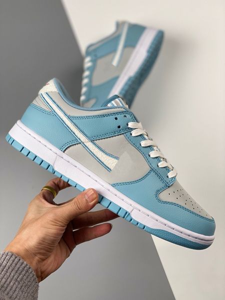 

2023 outdoor duks low skates shoes fuzzy white swooshes provide a winterized ensemble the lifestyle fly streetwear grey fog worn blue white