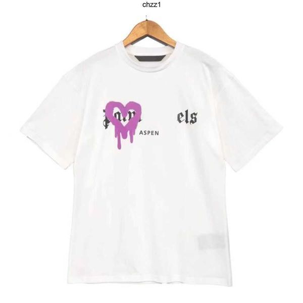 

mens designer t shirt clothes palms shirts women fashion spray paint graffiti couple short sleeves high street loose tide brand crew neck le, White;black