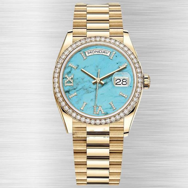 

luxury diamond watch for women automatic watches 41mm stainless steel waterproof folding buckle swiss movement relojes watchs party montre d, Slivery;brown