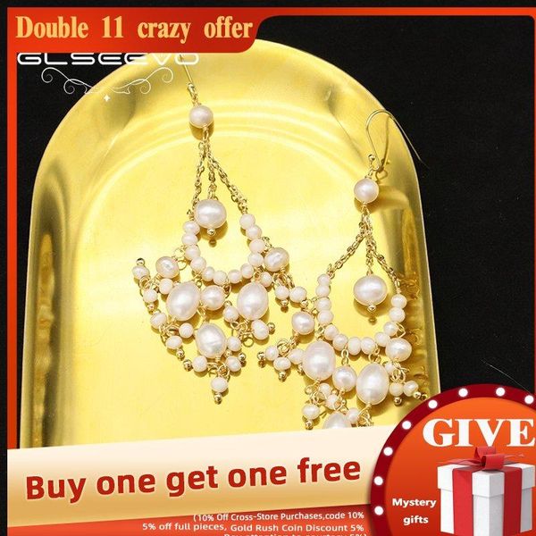 

knot glseevo natural freshwater pearls silver 925 earring for women 2022 trend new fashion wedding luxury quality jewelry ge1147