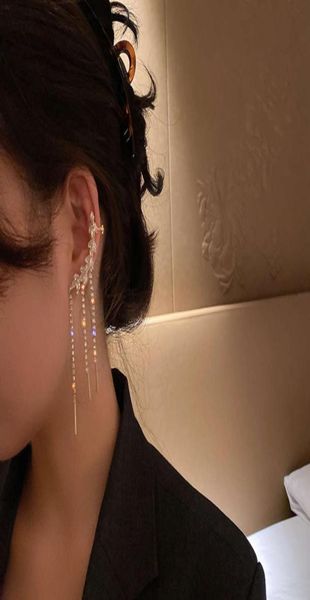 

hoop silver needle olive branch earrings style piece earbone clip with diamond tassel1389934, Golden;silver